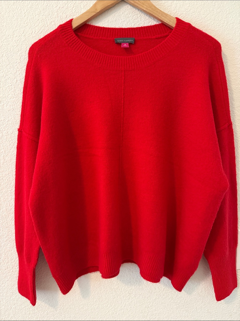 Vince Camuto Exposed Seam Crewneck Sweater, Medium (generous), Red